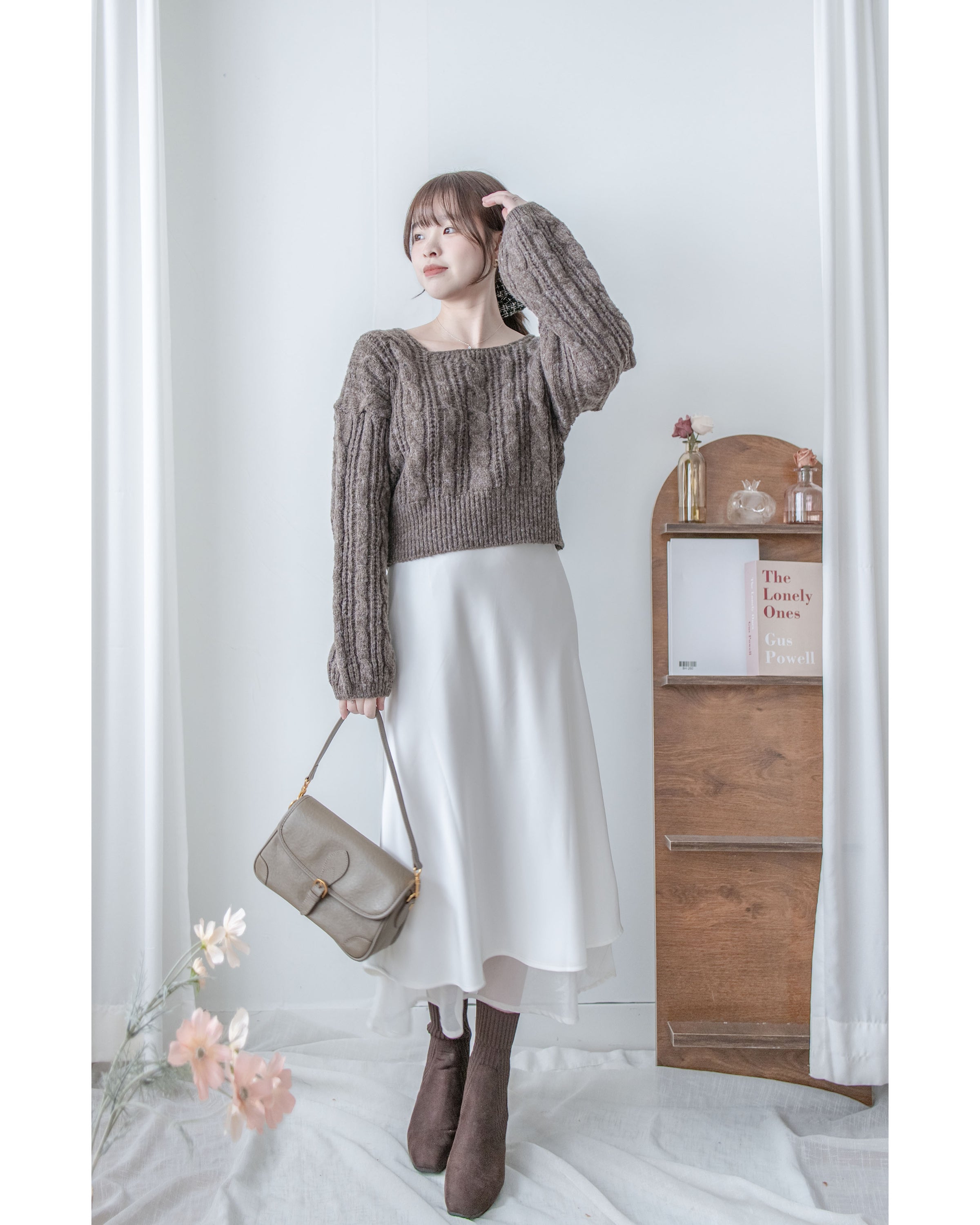 Champaign Skirt 香檳光澤拼紗彈性傘魚尾半裙 /SK8922