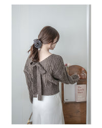 Ribbon Square Knit Top 前後兩穿蝴蝶裝飾針織上衣/ KT8191