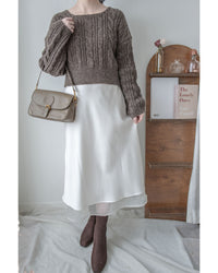 Champaign Skirt 香檳光澤拼紗彈性傘魚尾半裙 /SK8922