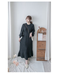 Knitted fishtail Dress 層次織紋舒適收腰傘形魚尾連身裙/ DS1047