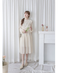 Alice Dress 雪紡飄逸圓領排釦連身裙/ DS1055 (pre-order 1月25截單)