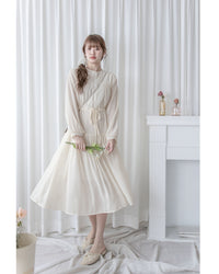 Alice Dress 雪紡飄逸圓領排釦連身裙/ DS1055 (pre-order 1月25截單)