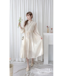 Alice Dress 雪紡飄逸圓領排釦連身裙/ DS1055 (pre-order 1月25截單)