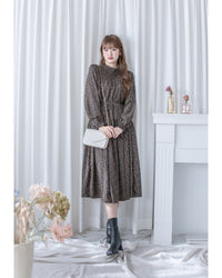 French Dress 法式碎石紋胸前皺褶裙 / DS1053