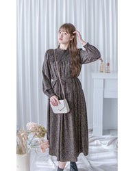 French Dress 法式碎石紋胸前皺褶裙 / DS1053