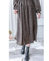 French Dress 法式碎石紋胸前皺褶裙 / DS1053