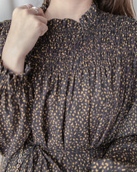 French Dress 法式碎石紋胸前皺褶裙 / DS1053