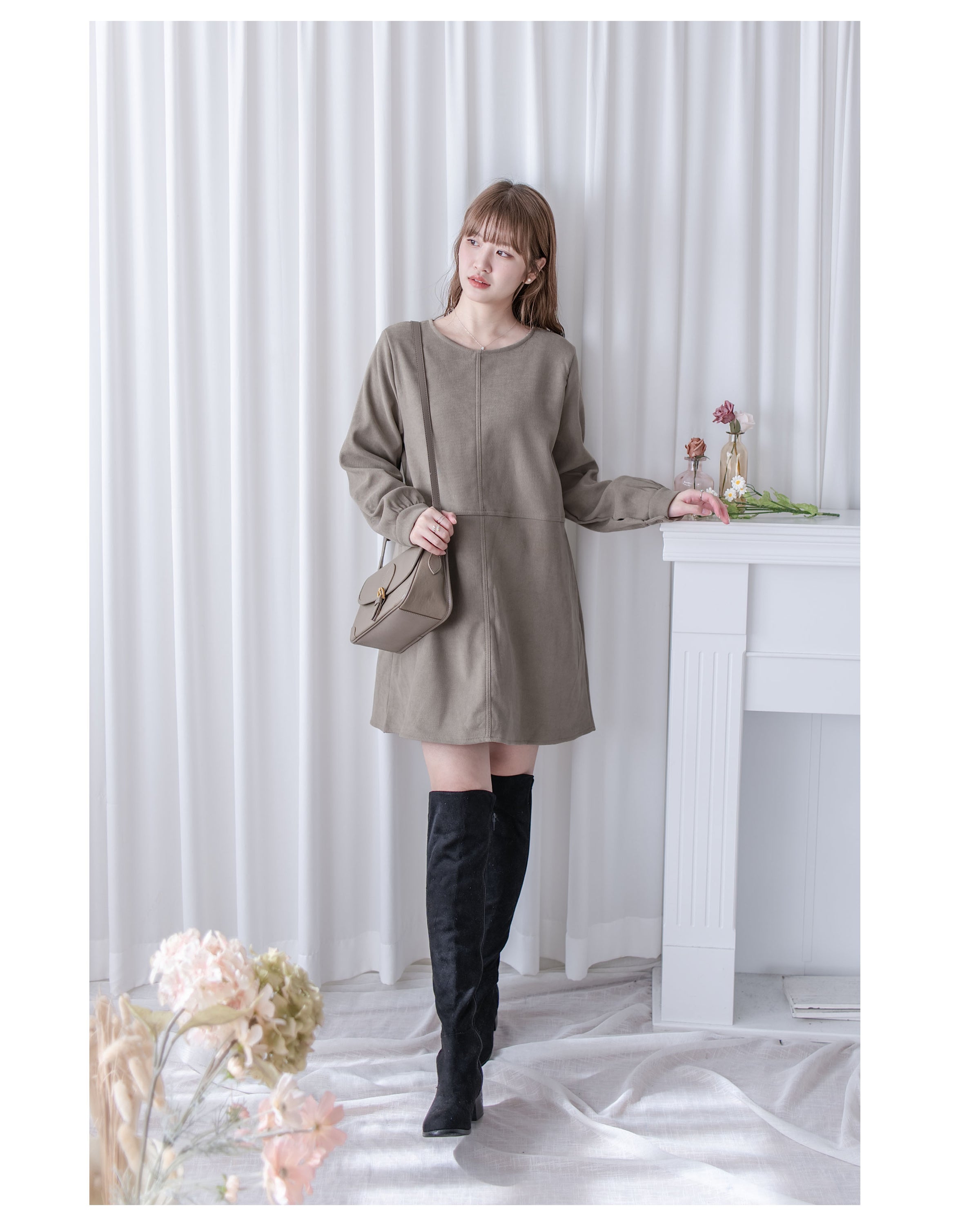 Charlotte Dress 內絨毛後置式雙口袋連身裙/ DS1056