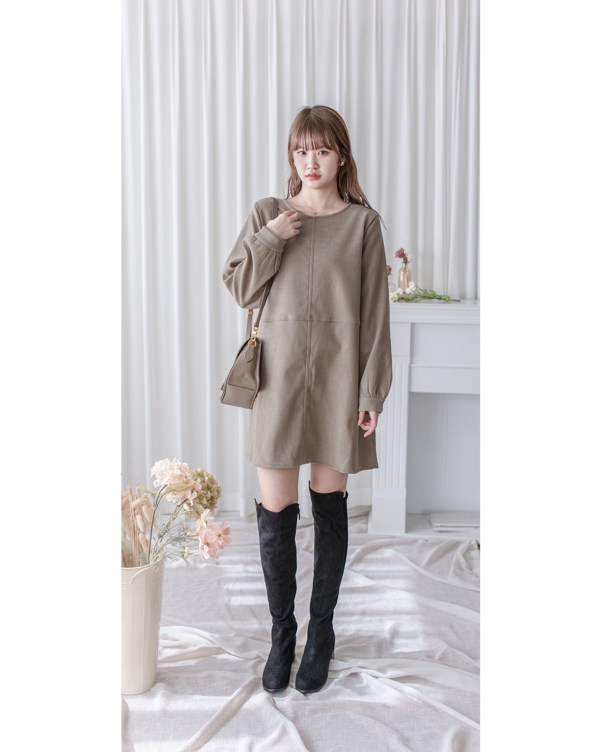 Charlotte Dress 內絨毛後置式雙口袋連身裙/ DS1056