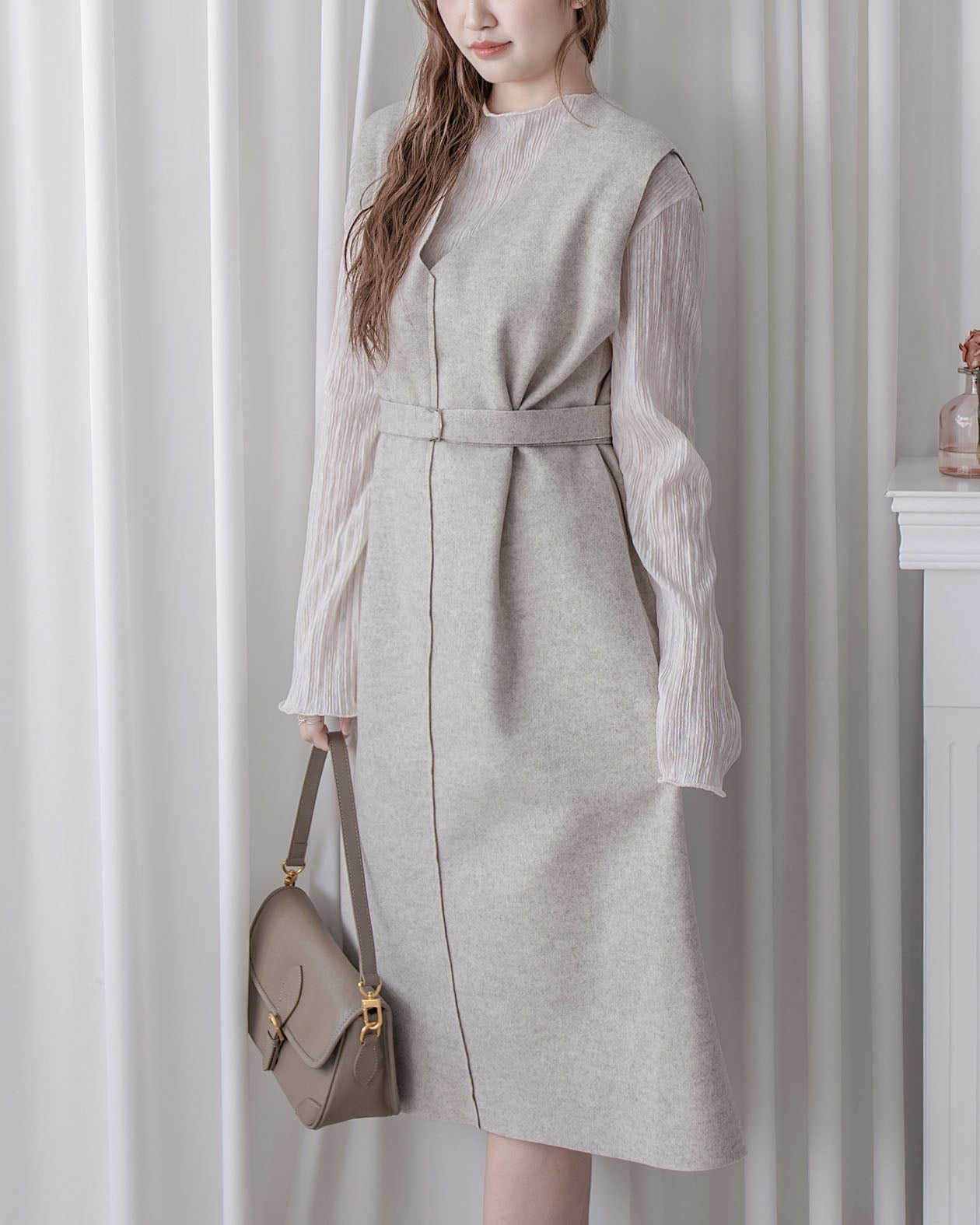 Vest Dress 立體中線車縫V領背心裙 / DS1054 (pre-order 1月25截單)