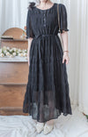 Patterned Lace Dress 格紋通花感修腰連身裙/ DS9861
