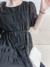 Patterned Lace Dress 格紋通花感修腰連身裙/ DS9861