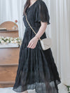 Patterned Lace Dress 格紋通花感修腰連身裙/ DS9861