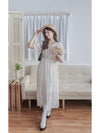 Patterned Lace Dress 格紋通花感修腰連身裙/ DS9861