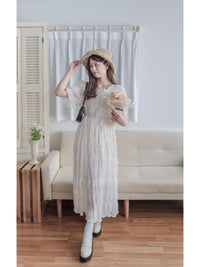 Patterned Lace Dress 格紋通花感修腰連身裙/ DS9861