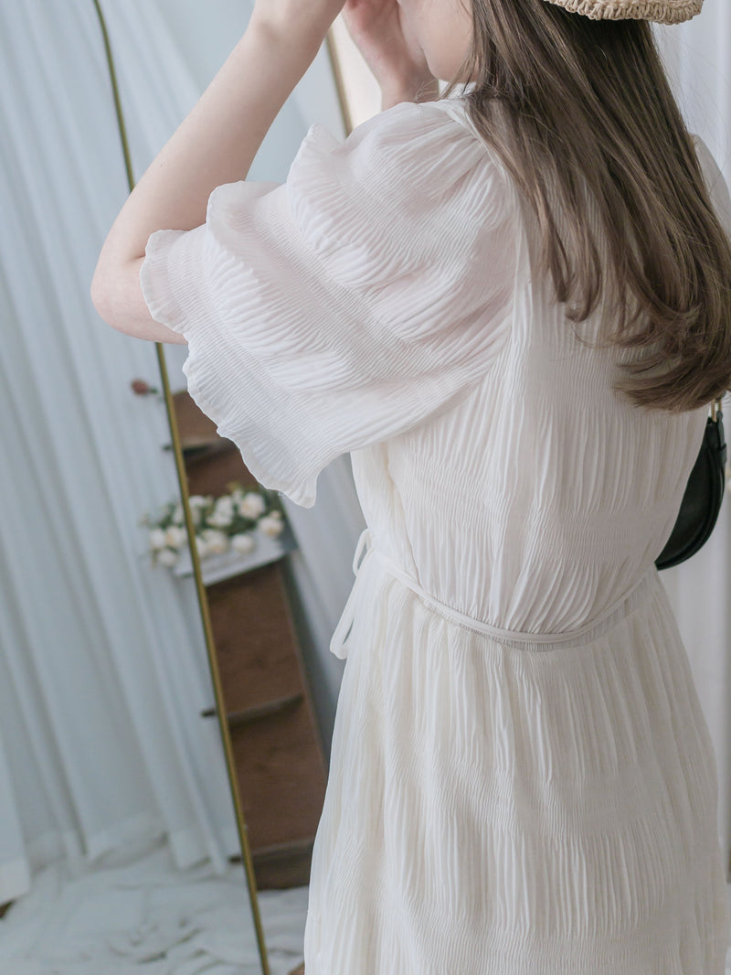 Patterned Lace Dress 格紋通花感修腰連身裙/ DS9861