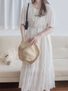Patterned Lace Dress 格紋通花感修腰連身裙/ DS9861