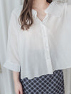 Ruffle Cotton Top 荷葉領口恤衫設計感棉上衣/ BU9095