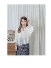 Ruffle Cotton Top 荷葉領口恤衫設計感棉上衣/ BU9095