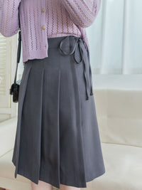 Ribbon Pleated Skirt 長度剛好腰身修身顯瘦百褶裙/ SK8876