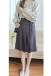 Ribbon Pleated Skirt 長度剛好腰身修身顯瘦百褶裙/ SK8876