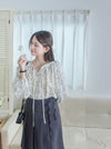 Salvia Blouse 藍色矢車菊立體點點上衣/ BU9099