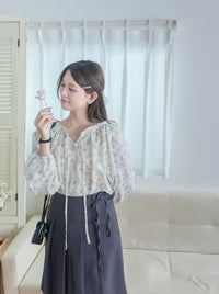 Salvia Blouse 藍色矢車菊立體點點上衣/ BU9099