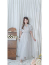 Veil Floral Dress 蝴蝶領口拼紗外層印花傘形連身裙/ DS9855