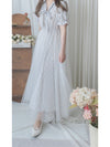 Veil Floral Dress 蝴蝶領口拼紗外層印花傘形連身裙/ DS9855