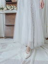 Veil Floral Dress 蝴蝶領口拼紗外層印花傘形連身裙/ DS9855