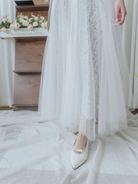 Veil Floral Dress 蝴蝶領口拼紗外層印花傘形連身裙/ DS9855