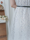 Veil Floral Dress 蝴蝶領口拼紗外層印花傘形連身裙/ DS9855