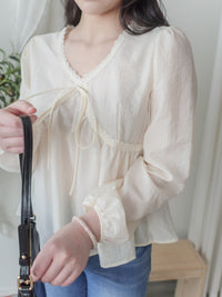 蝴蝶領口通花傘形衣身上衣/ BU9097 (ivory sold out)