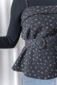 Floral Set 黑色內搭碎花吊帶背心上衣套裝/ SE8101 （pre-order 1月25截單）