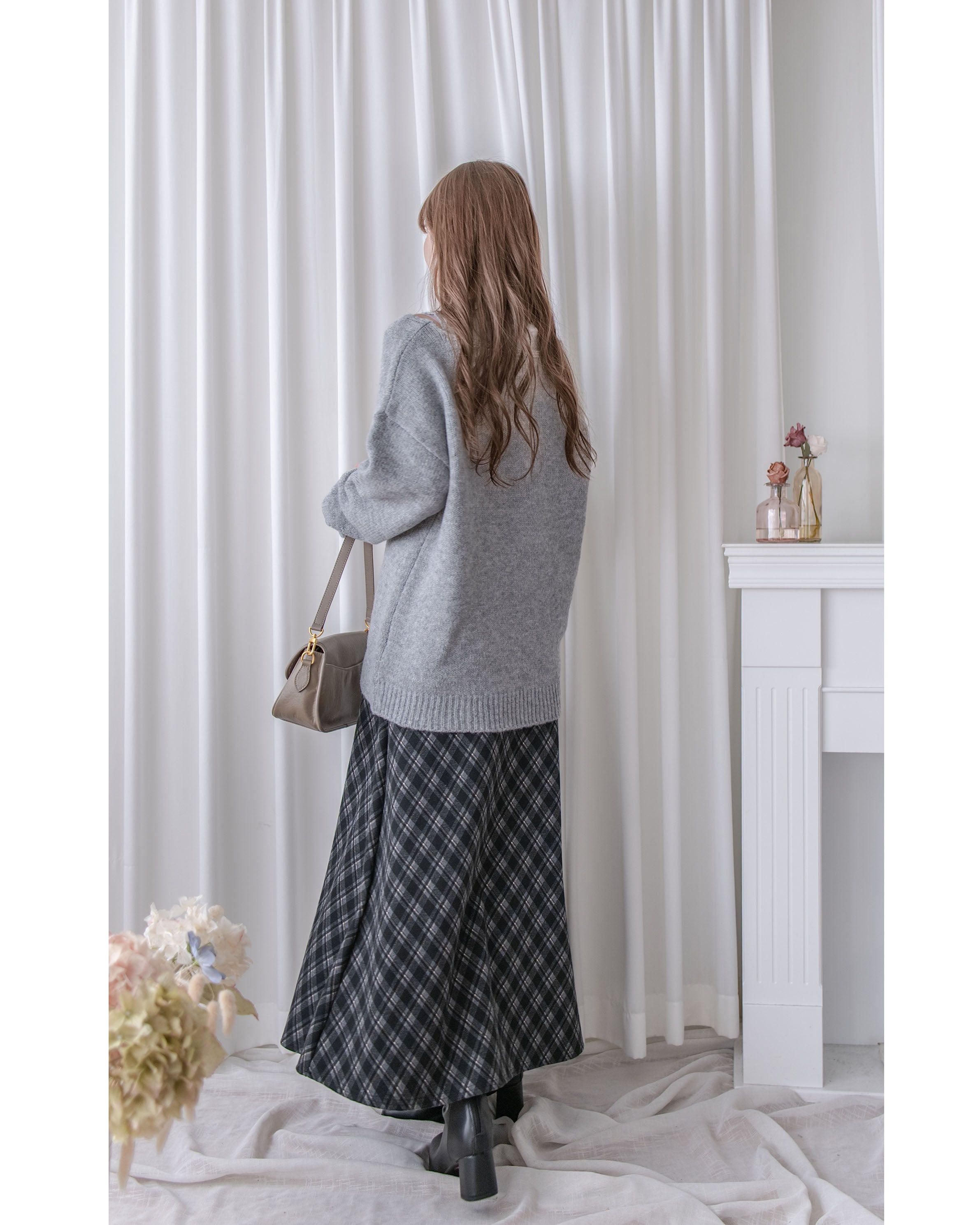 Rhombus Skirt 菱格紋隱形鬆緊帶A字裙/ SK8925 (pre-order Black 1月25截單)