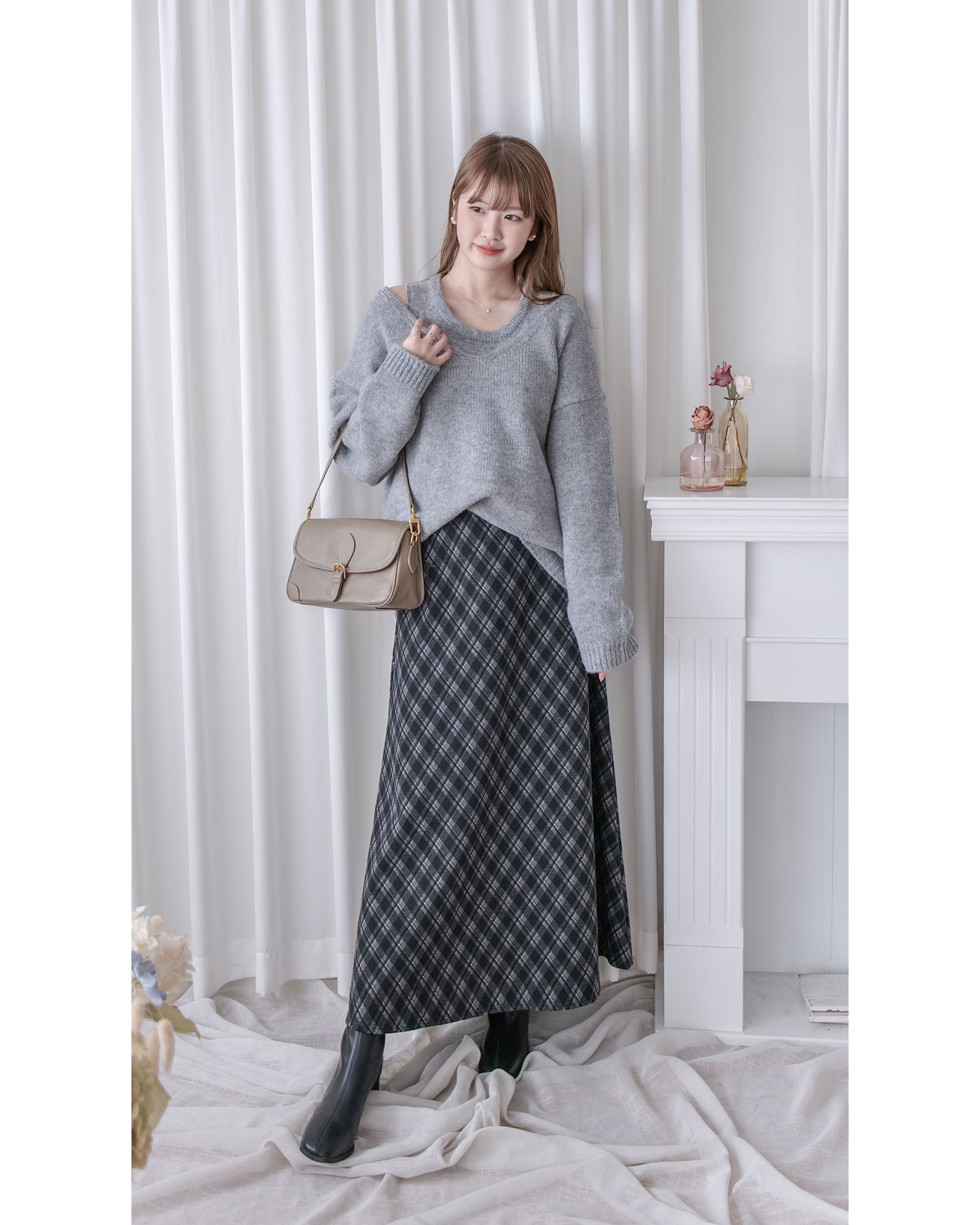 Vest Knit Set 軟糯毛絨背心上衣兩件式/ SE8103