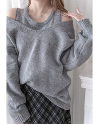 Vest Knit Set 軟糯毛絨背心上衣兩件式/ SE8103