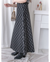 Rhombus Skirt 菱格紋隱形鬆緊帶A字裙/ SK8925 (pre-order Black 1月25截單)