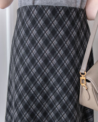 Rhombus Skirt 菱格紋隱形鬆緊帶A字裙/ SK8925 (pre-order Black 1月25截單)