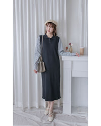 Spliced Dress 假兩件拼接條紋針織連衣裙 / DS1050