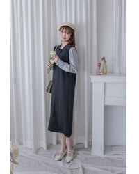 Spliced Dress 假兩件拼接條紋針織連衣裙 / DS1050