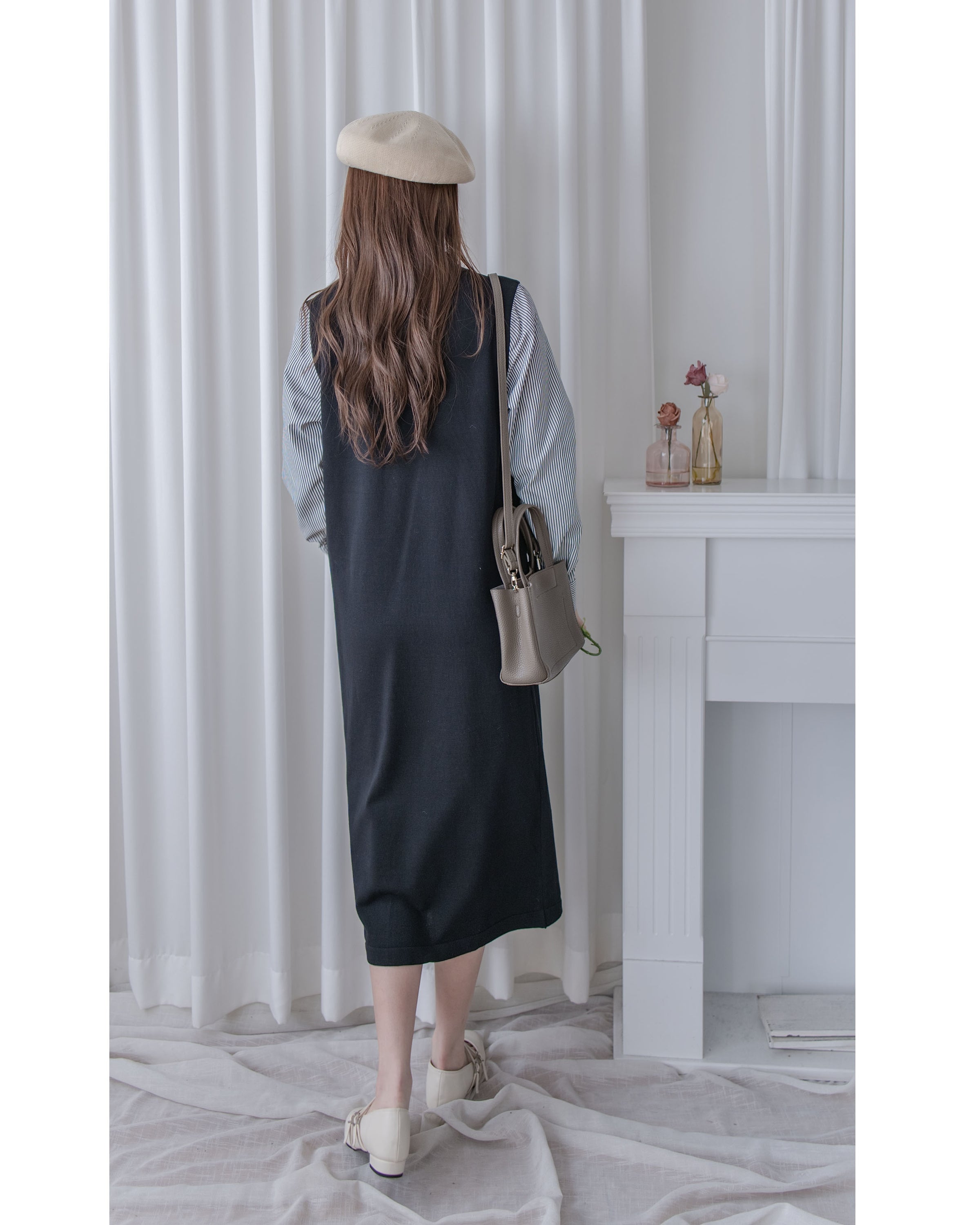 Spliced Dress 假兩件拼接條紋針織連衣裙 / DS1050