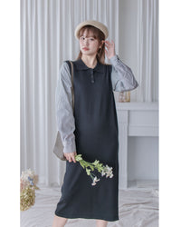 Spliced Dress 假兩件拼接條紋針織連衣裙 / DS1050