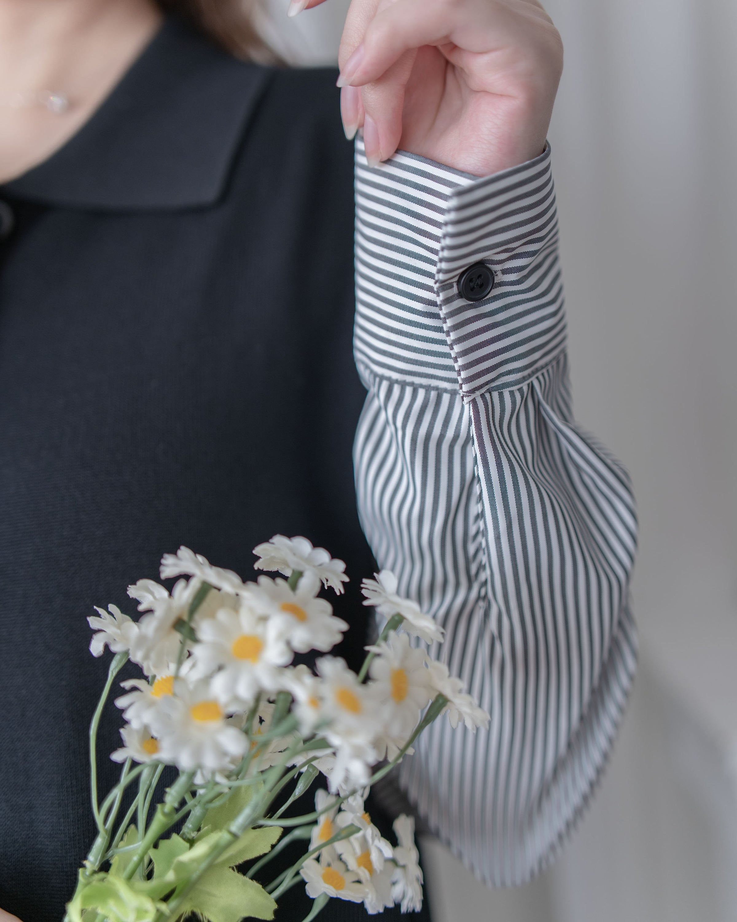 Spliced Dress 假兩件拼接條紋針織連衣裙 / DS1050