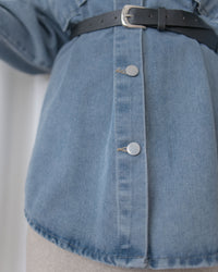 Denim Blouse 水洗牛仔一物兩用上衣（附送腰帶）/ BU9128