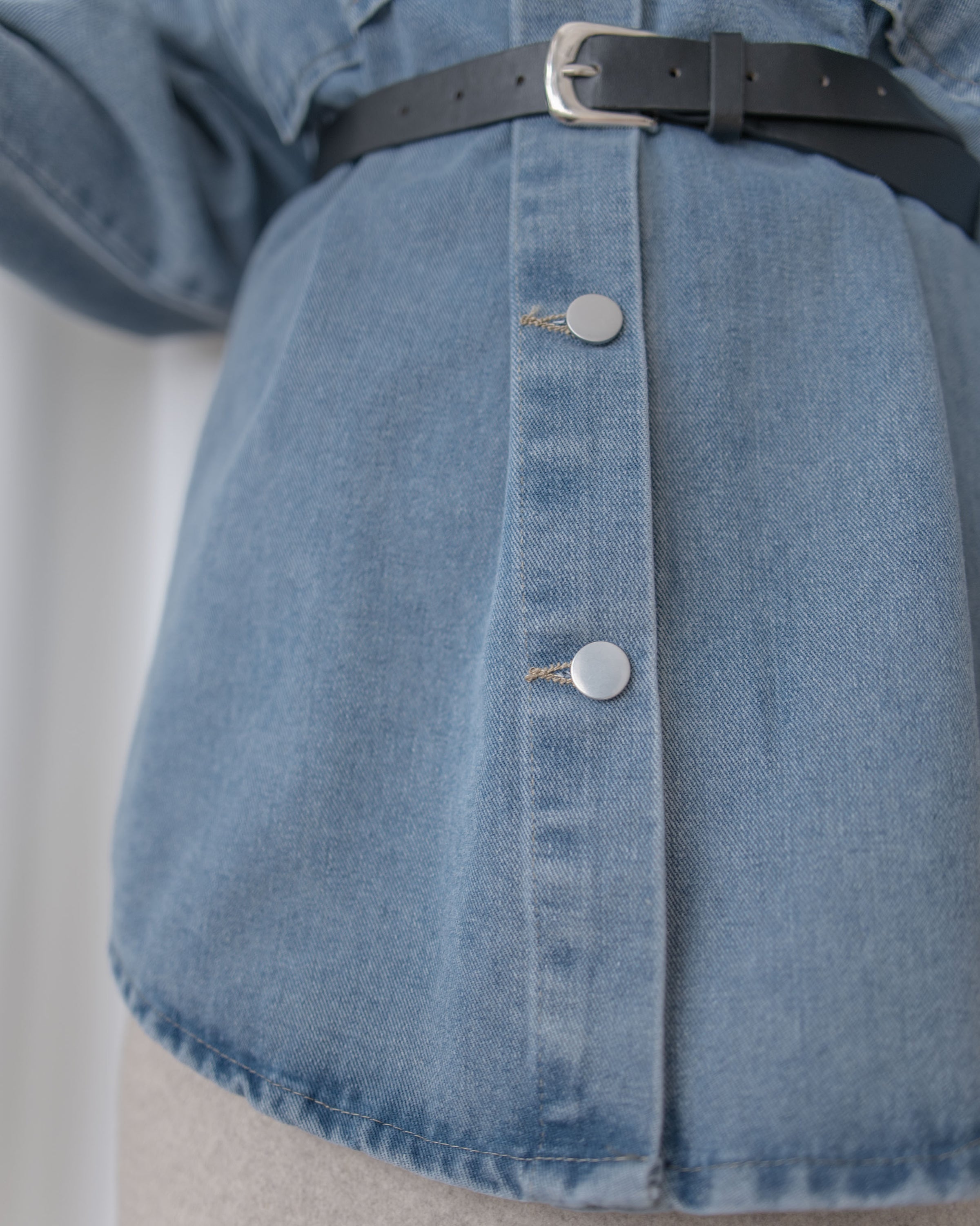 Denim Blouse 水洗牛仔一物兩用上衣（附送腰帶）/ BU9128