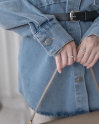 Denim Blouse 水洗牛仔一物兩用上衣（附送腰帶）/ BU9128
