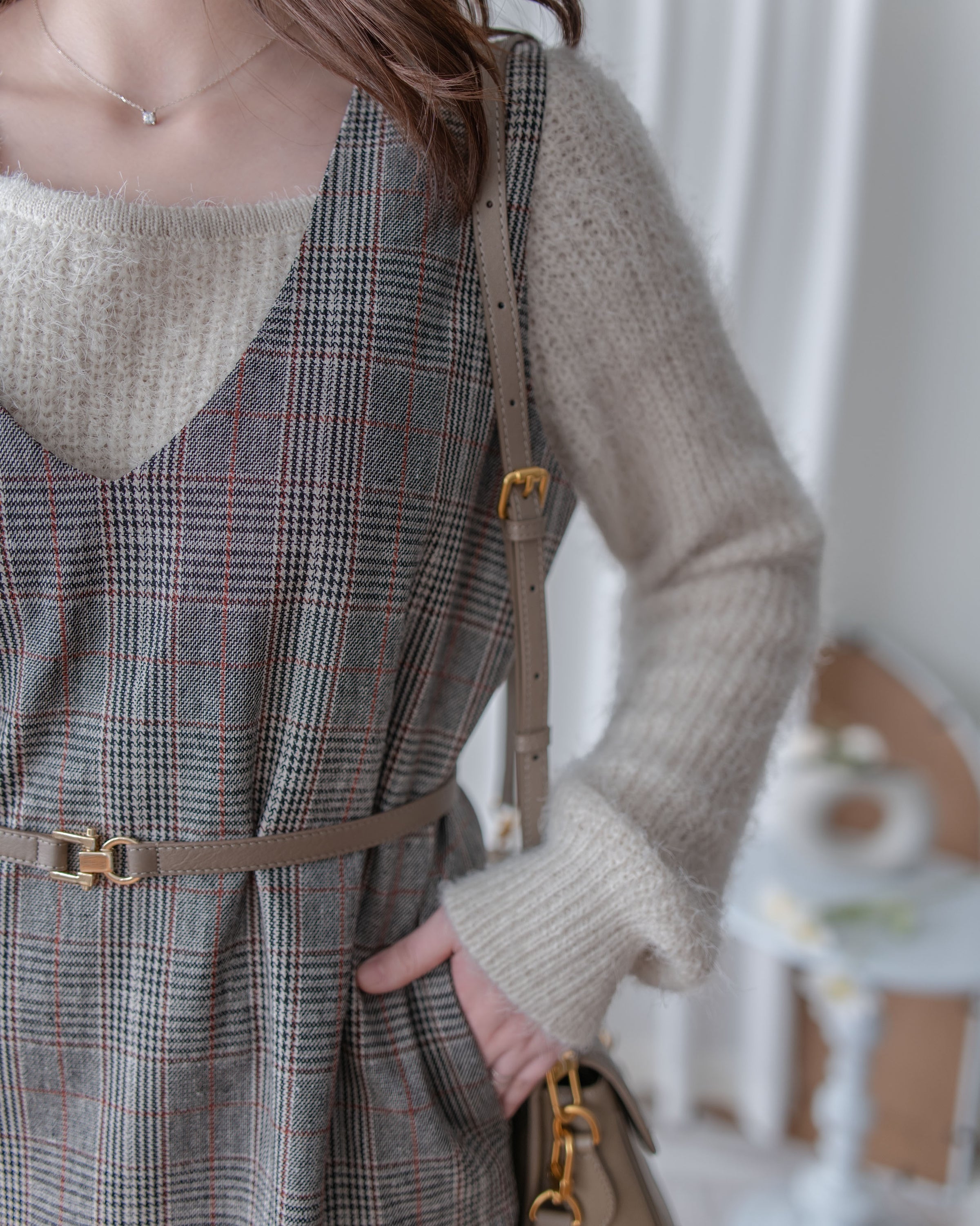 Square collar Mellow Top 顯鎖骨方領親膚針織上衣/ KT8192 (pre-order ivory/softpink 1月25截單)