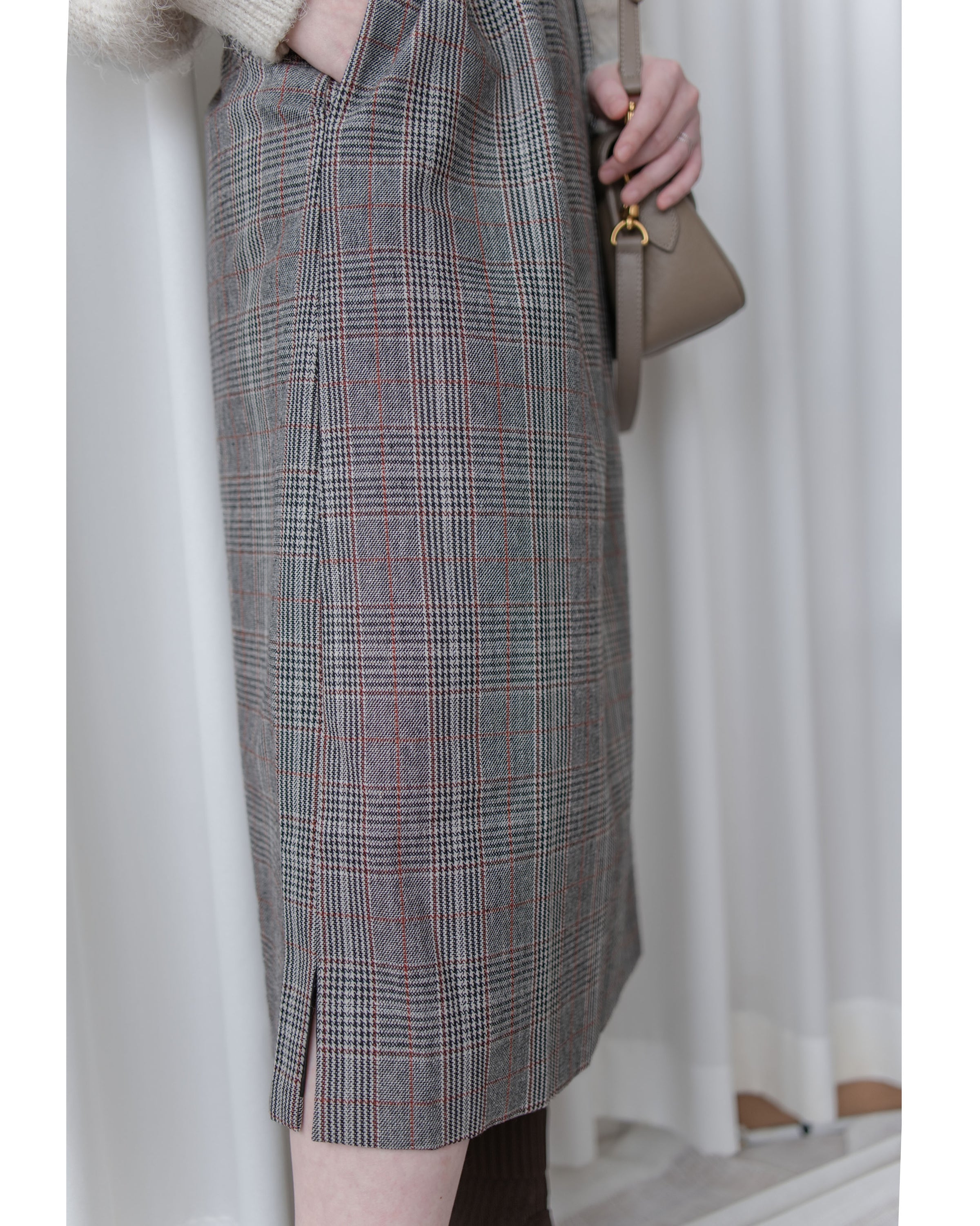 Check Vest Dress 格紋微開衩直身背心裙/ DS1051（pre-order 1月25截單)