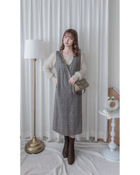 Check Vest Dress 格紋微開衩直身背心裙/ DS1051（pre-order 1月25截單)
